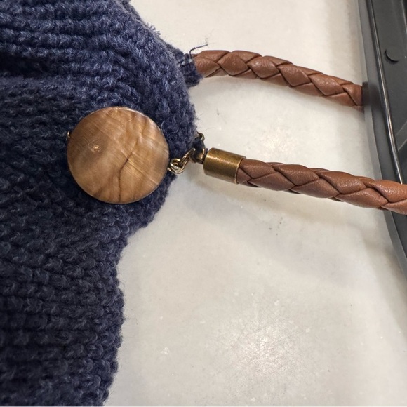 Lauren Ralph Lauren Navy Blue Knit Sweater Tank /halter Top Leather Strap Sz L - Picture 6 of 7